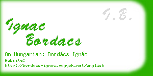 ignac bordacs business card